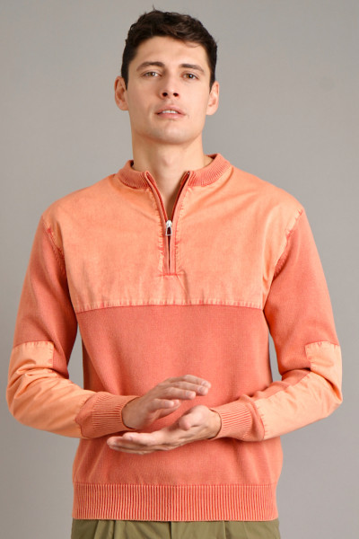 PS PAUL SMITH Zip-Neck Contrast-Panel-Sweater