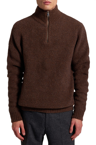 BALDESSARINI Wool Blend Bouclé Half Zip Sweater