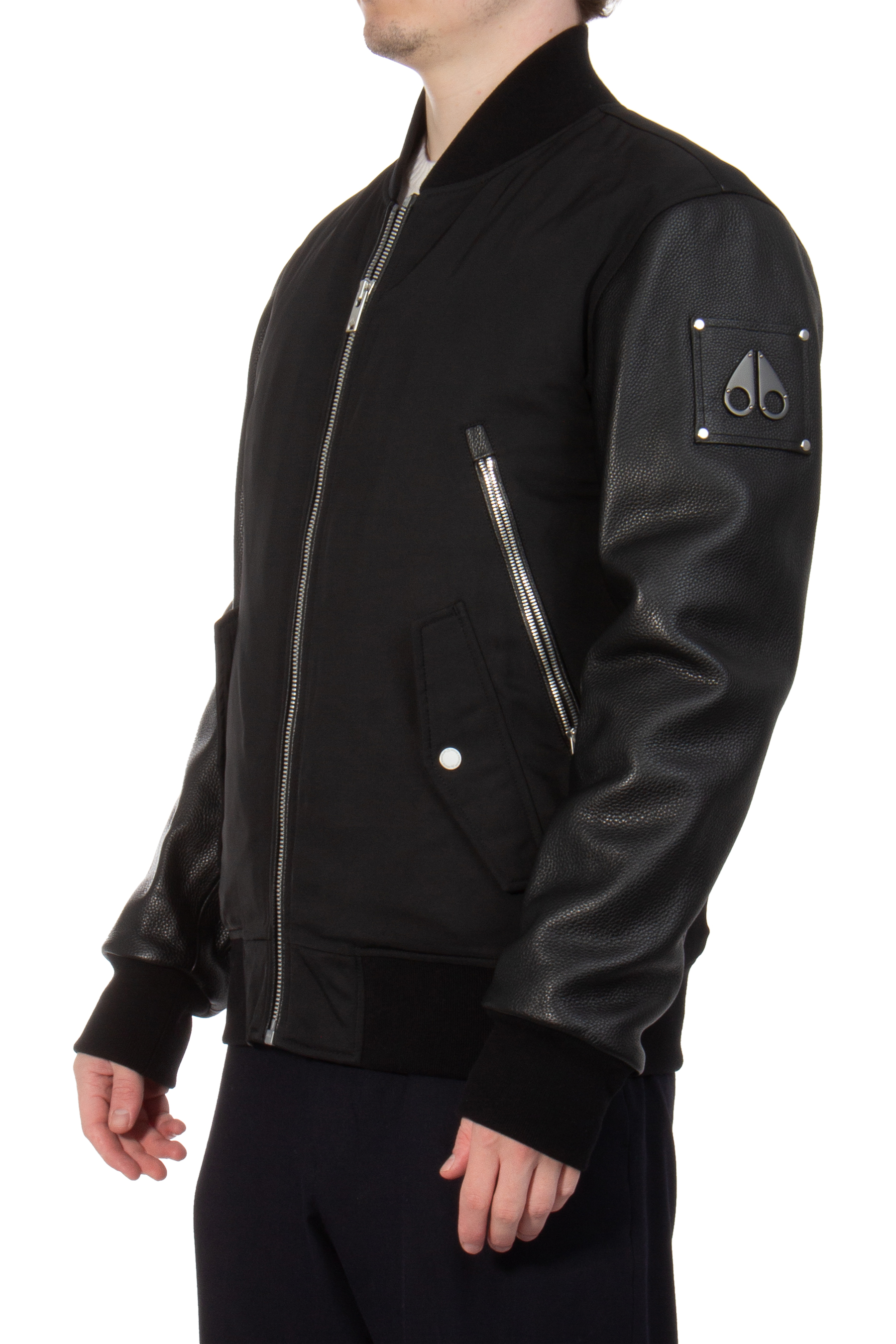 MOOSE KNUCKLES Leather Sleeved Bomber Jacket Montclair | Jackets