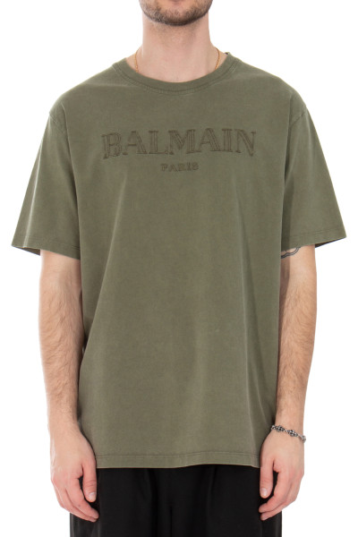 BALMAIN Embroidered Organic Cotton Vintage T-Shirt