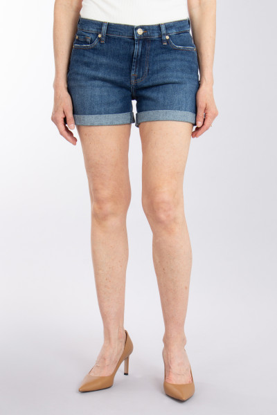 7 FOR ALL MANKIND Cotton Denim Mid Roll Shorts