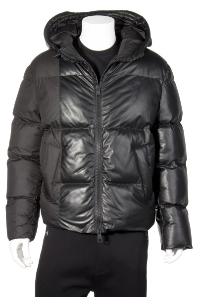 NEIL BARRETT Travel Leather & Nylon Mix Puffer Jacket