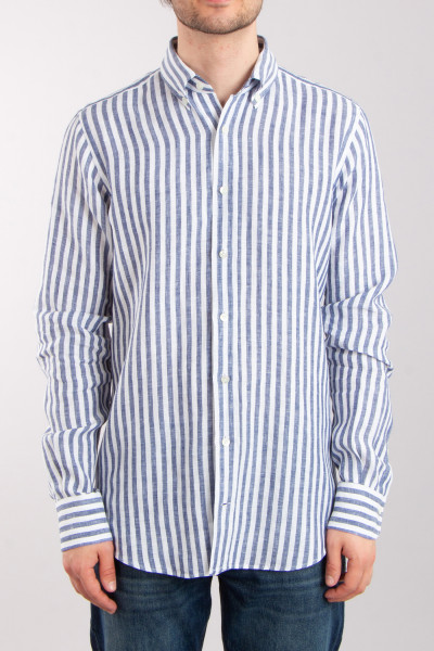 DU4 Slim Fit Striped Linen Shirt Nico