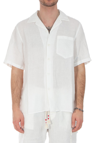 MC 2 SAINT BARTH Short-Sleeve Linen Shirt Sifnos