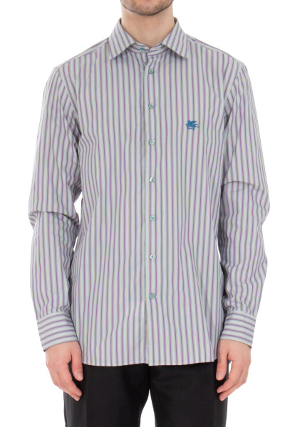 ETRO Embroiderd Striped Cotton Shirt